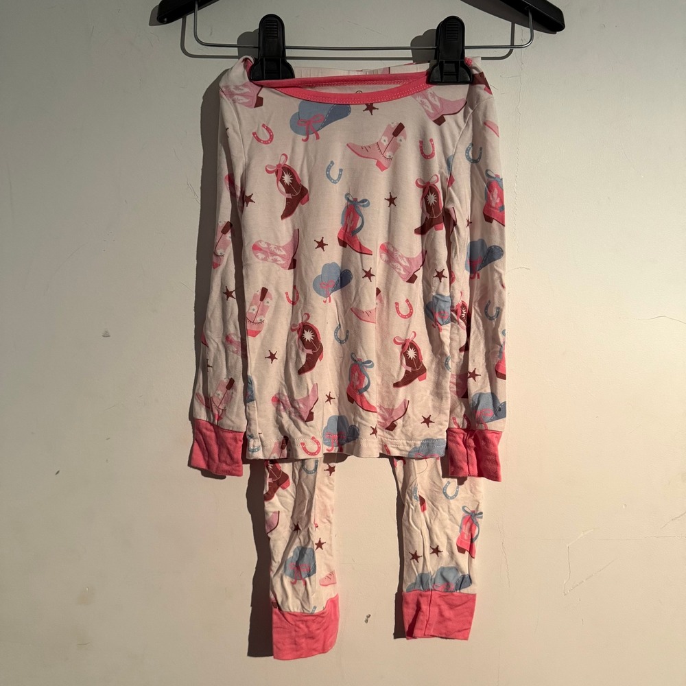Caden Lane Boot Scootin Western Two Piece Pajama Set Girls 4T Bamboo